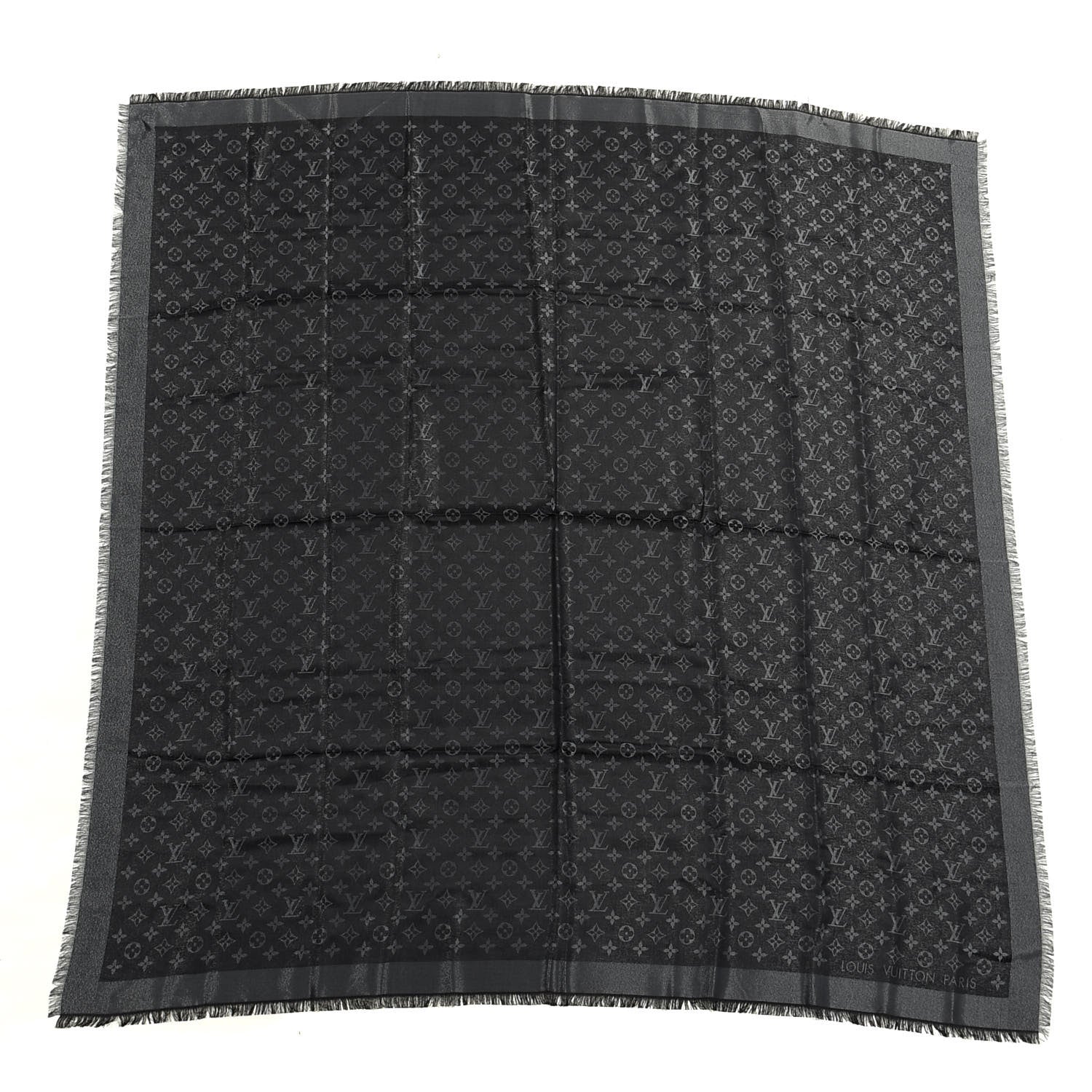 Louis Vuitton Silk Lurex Wool Monogram Shine Shawl Black 1 of 3