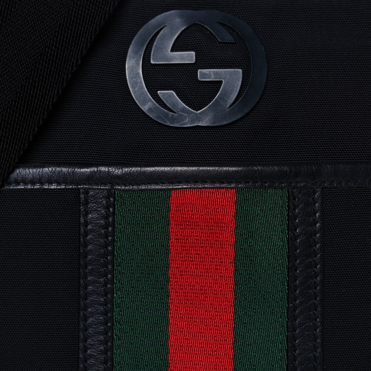Gucci Nylon Web Interlocking G Messenger Bag Black 7 of 10