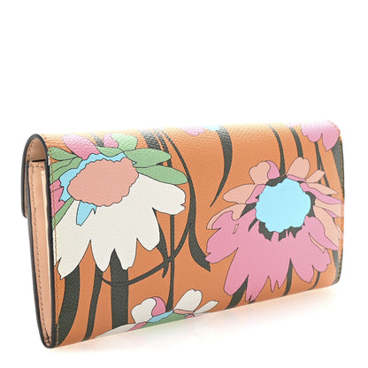 Fendi Vitello Cruise Fiori Allover Continental Wallet Arancio Multicolor 3 of 8