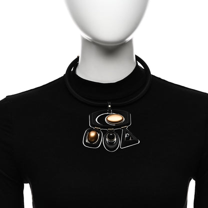 Louis Vuitton Rubber Metal Geometric Choker Necklace 2 of 11