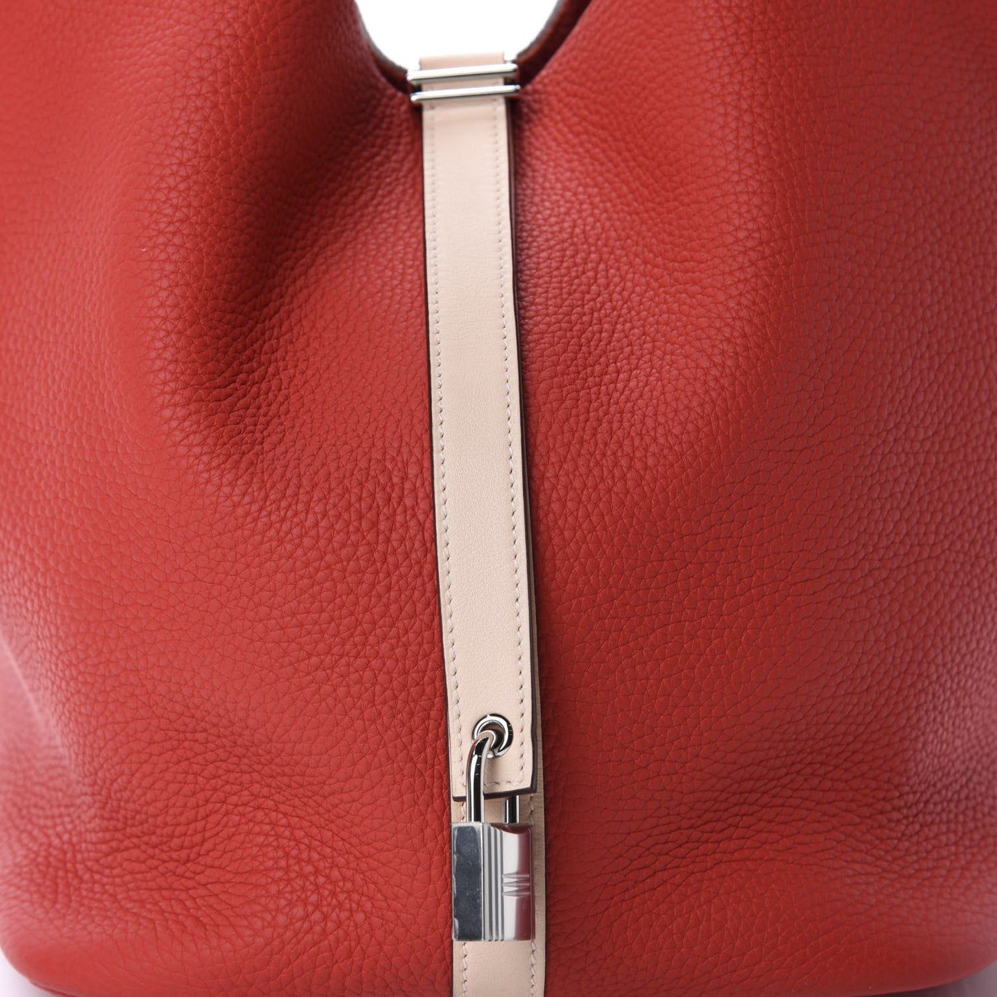 Taurillon Clemence Swift Eclat Picotin Lock 26 GM Rouge Tomate Rose Eglantine