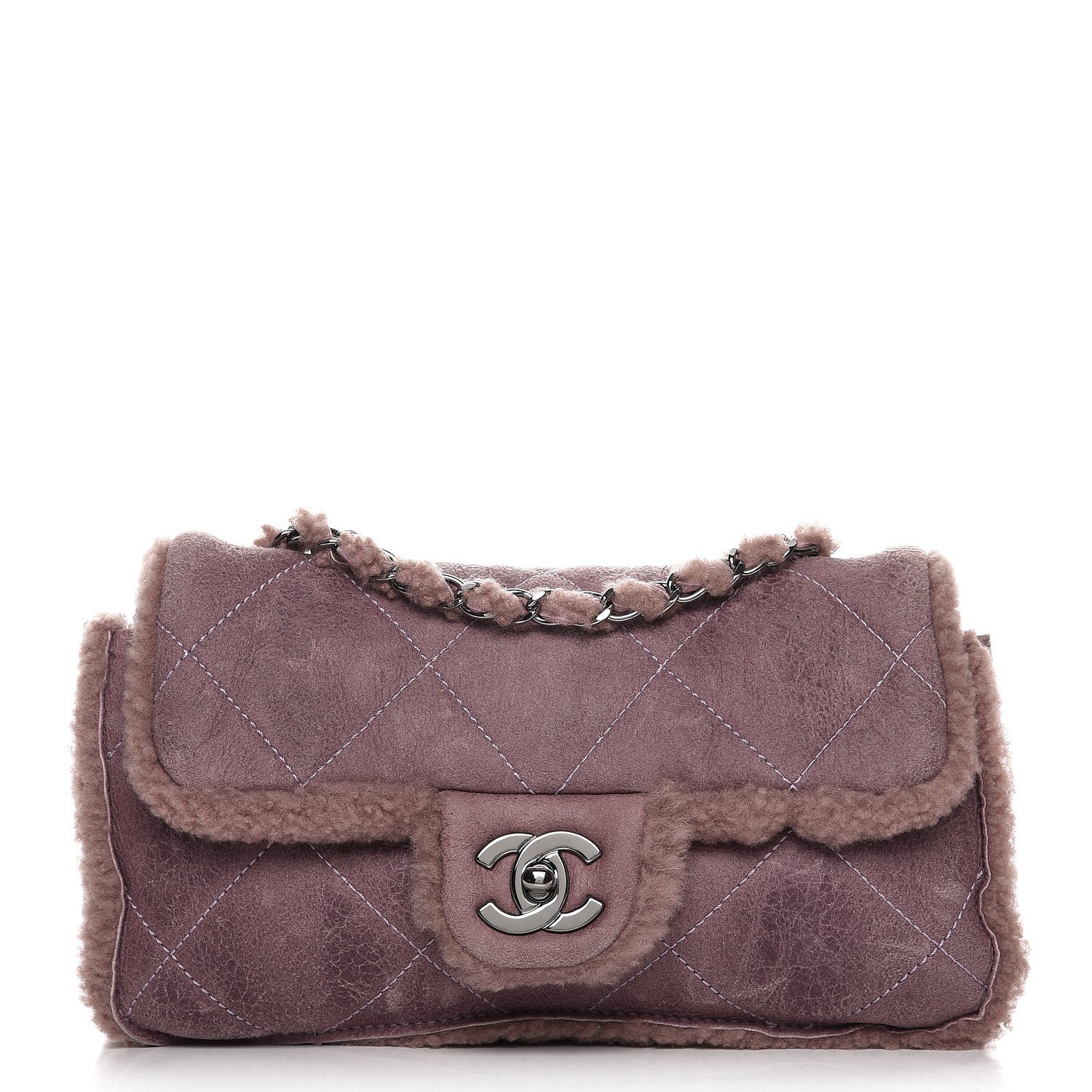 Chanel Shearling Quilted Medium Single Flap Purple 1 of 8