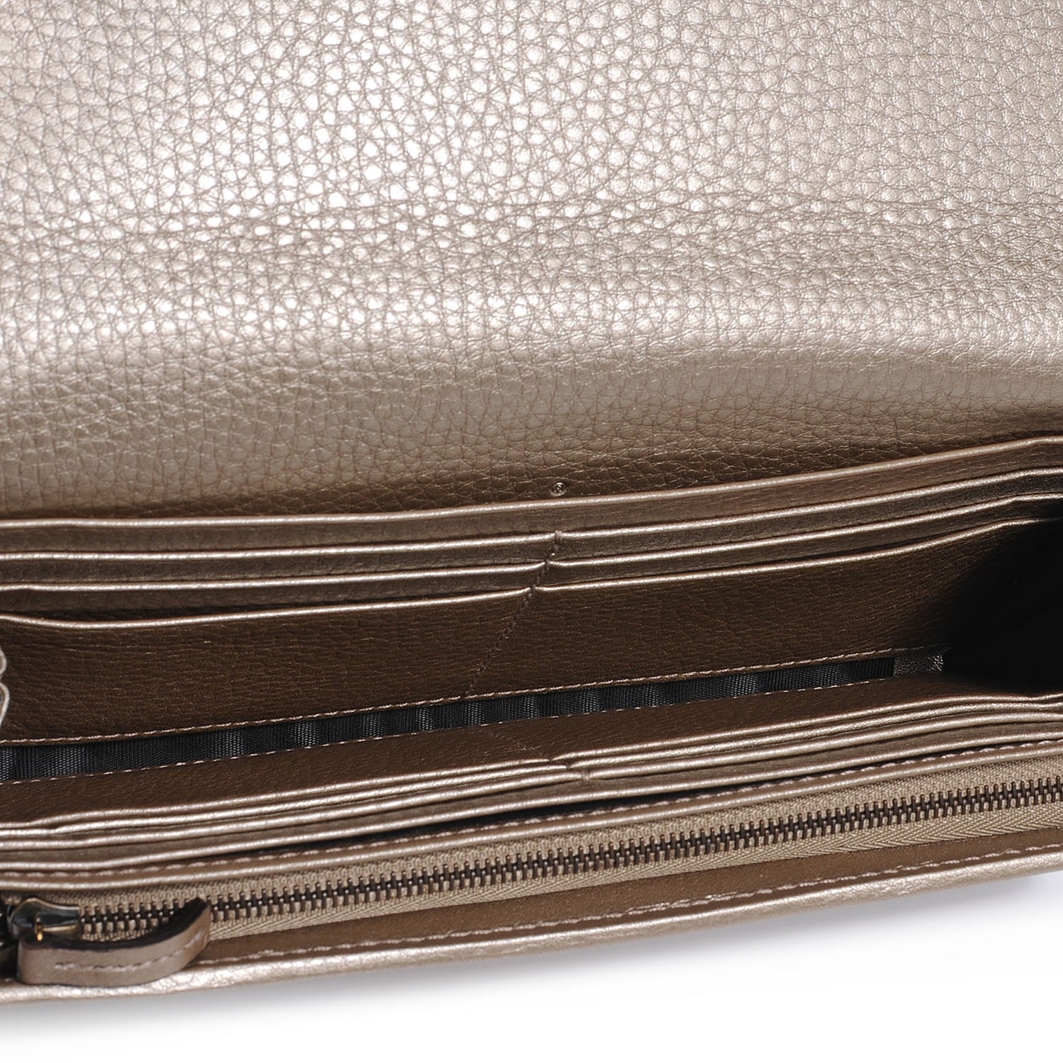 Gucci Metallic Cellarius Calfskin 1973 Continental Clutch Wallet Champagne 5 of 6