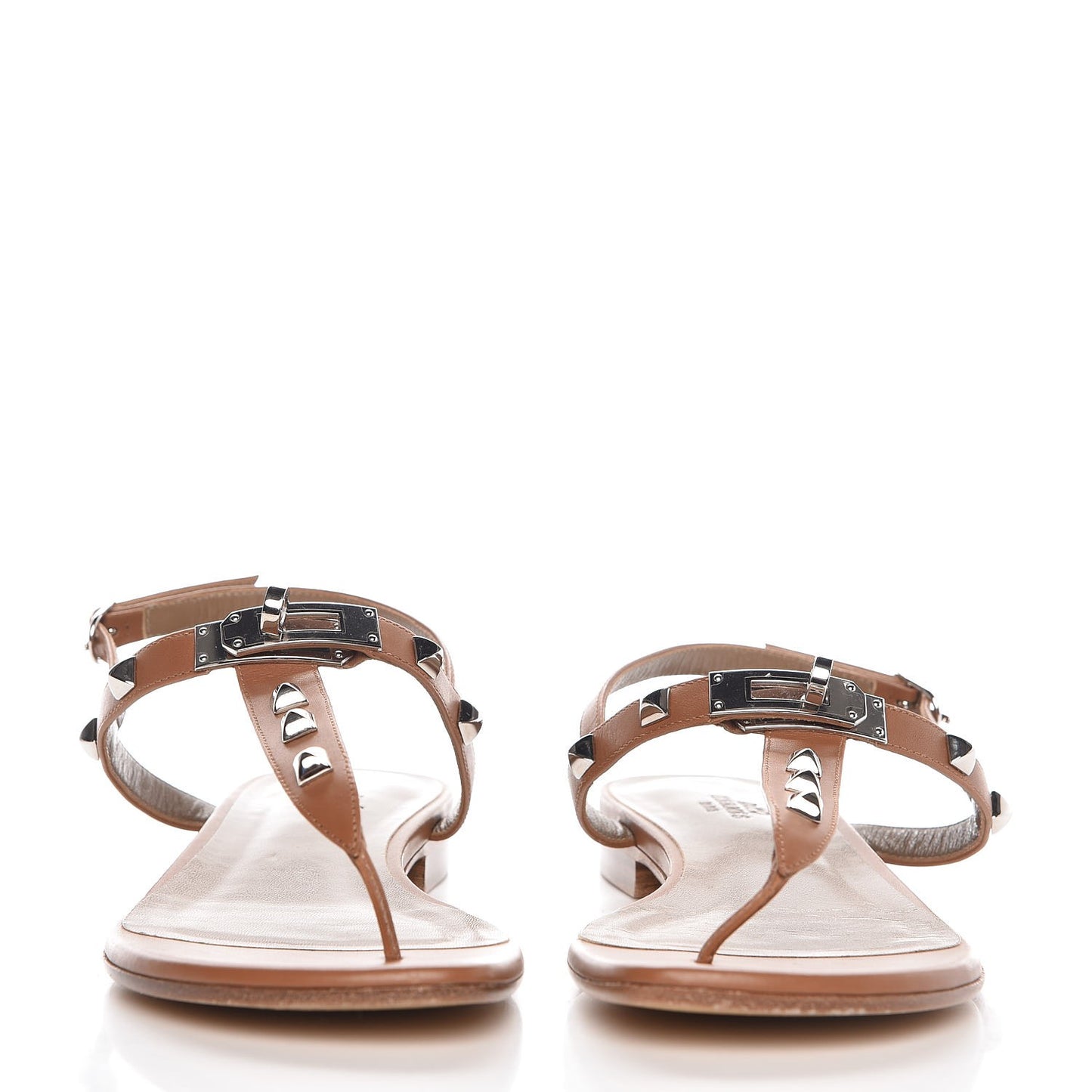 Calfskin Studded Olivia Sandals 37.5 Palissandre