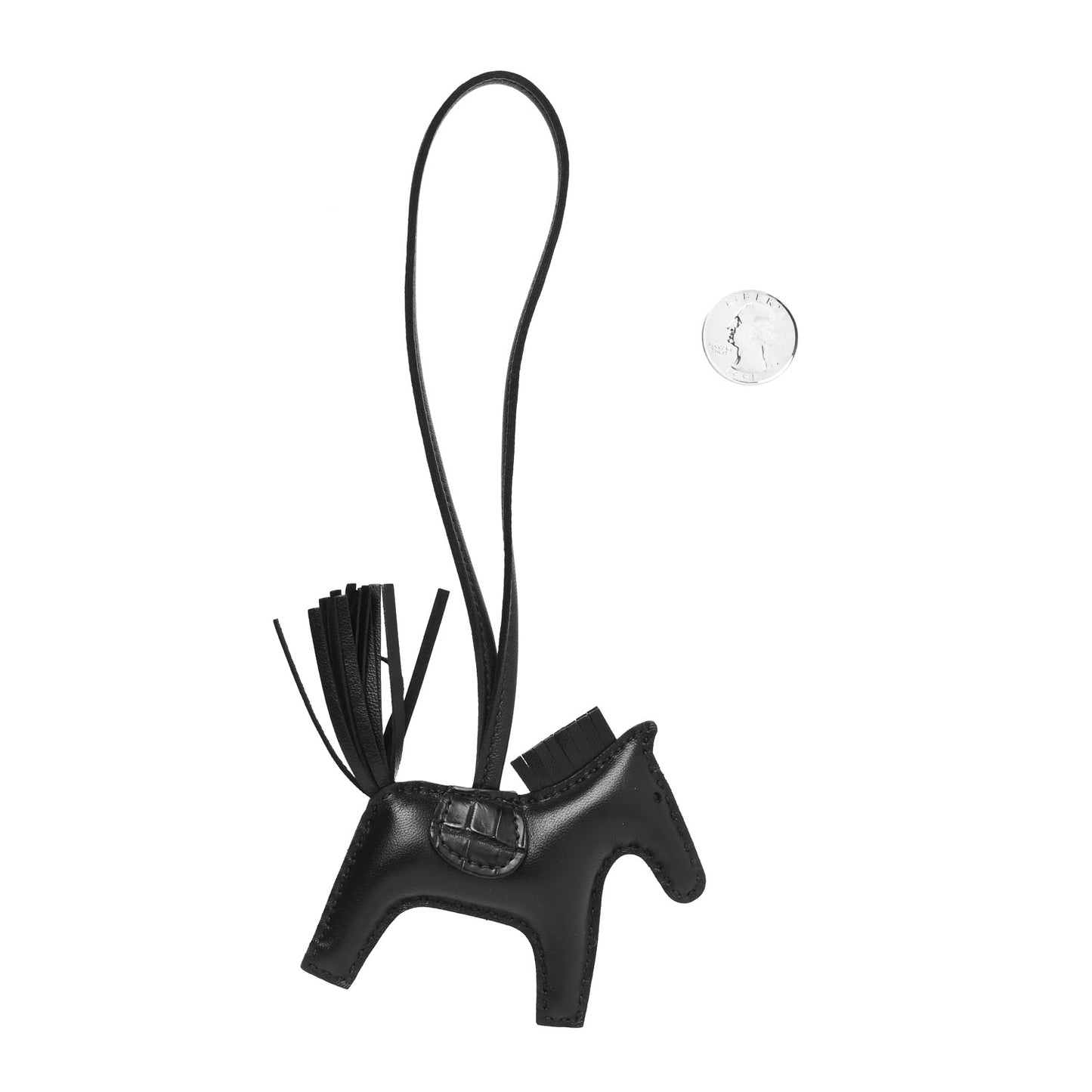 Milo Lambskin Matte Alligator Touch Grigri Rodeo Horse Bag Charm PM So Black