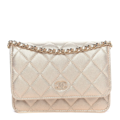 Chanel Metallic Lambskin Quilted Mini Wallet On Chain WOC Gold 1 of 11