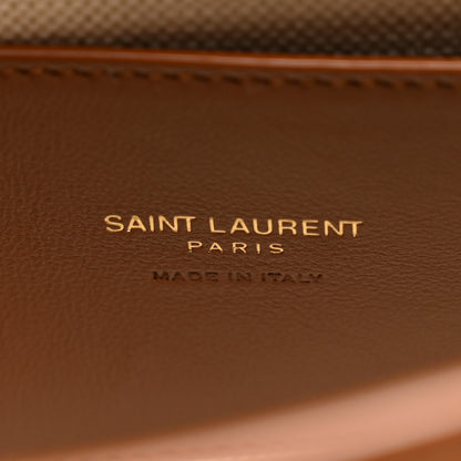 Saint Laurent Linen Calfskin Monogram Small Solferino Satchel Greggio Brick 6 of 9