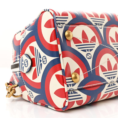 Gucci X ADIDAS Shangai Calfskin Web Trefoil Interlocking G Mini Duffle Bag Red White Blue 9 of 11