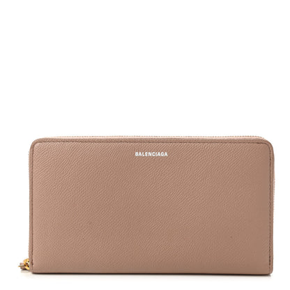 Balenciaga Calfskin Continental Zip Around Wallet Beige 1 of 8