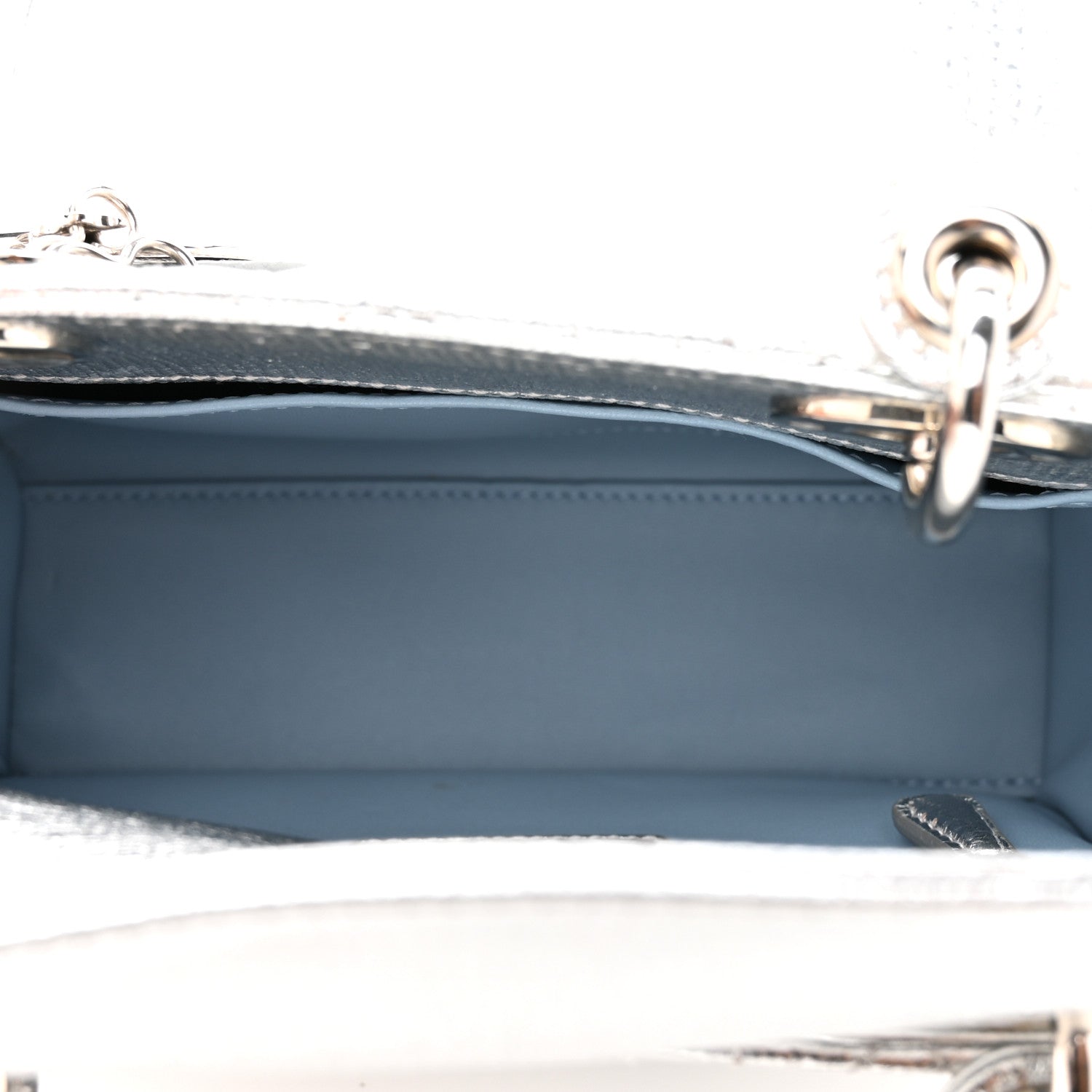 Christian Dior Metallic Grained Calfskin Cannage Small Lucky Badges My Lady Dior Silver 5 of 14