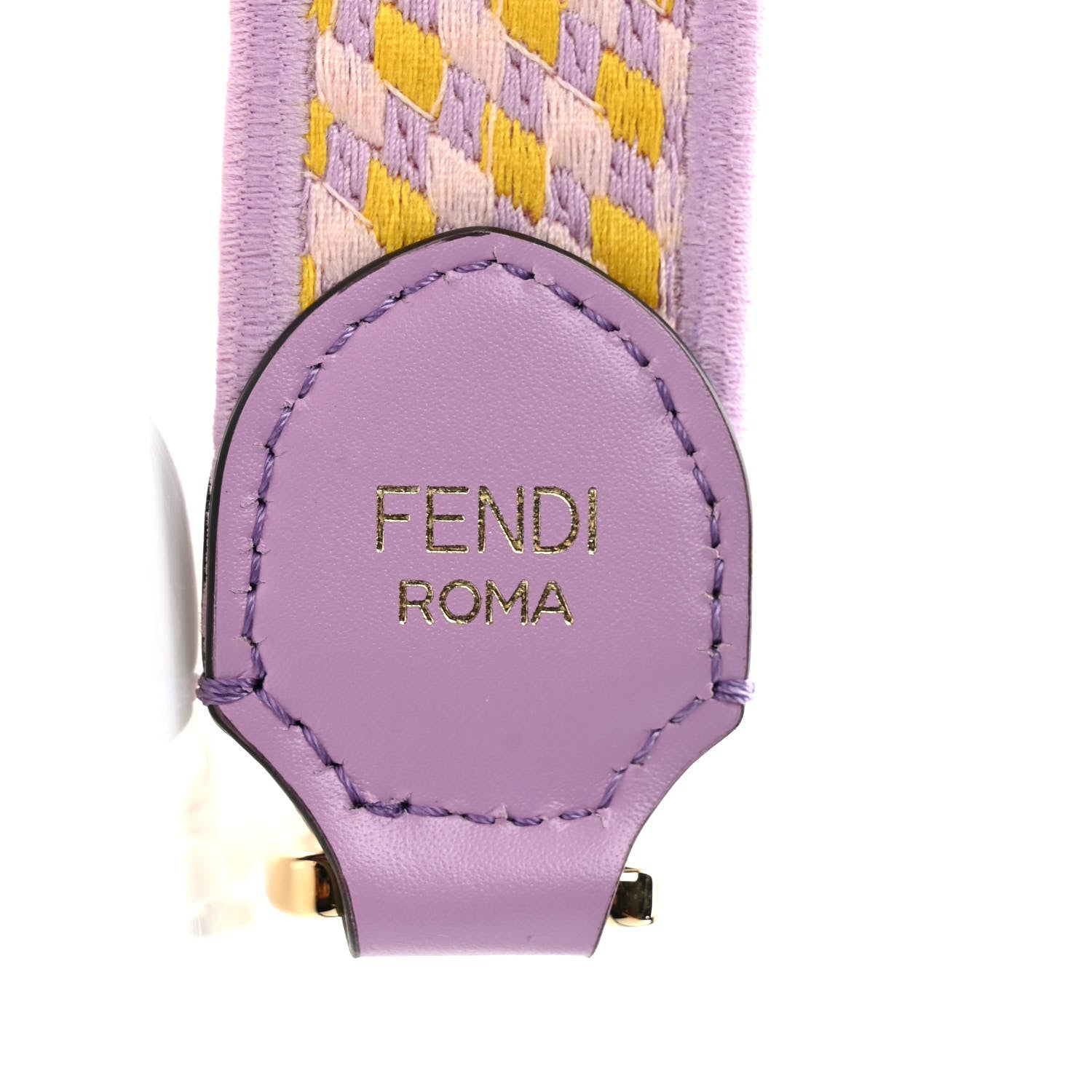 Fendi Canvas Vitello King Logo Embroidered Shaped Strap You Violetta Mimosa 4 of 5