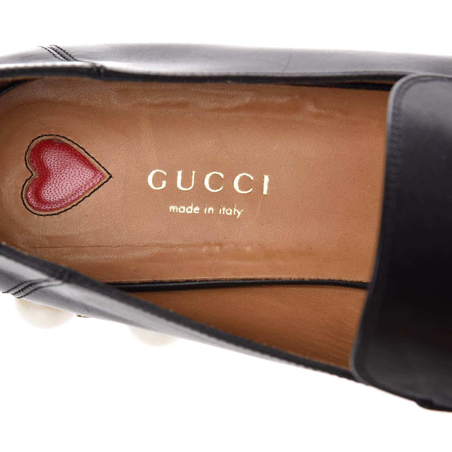 Gucci Betis Glamour Calfskin Web Pearl Embellished Peyton 35mm Loafer Pumps 39 Black 9 of 18