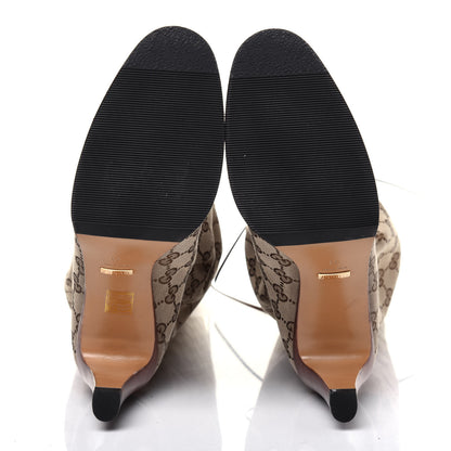 Gucci Monogram Lisa Mid Heel Boots 41 Beige Ebony 5 of 10