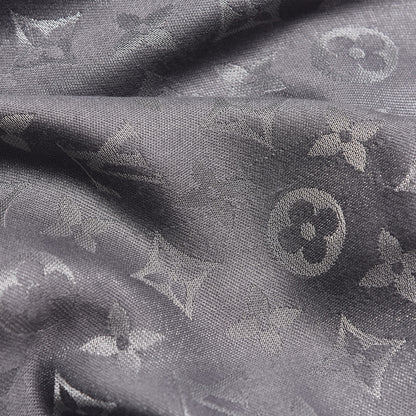 Louis Vuitton Silk Lurex Wool Monogram Shine Shawl Charcoal Grey 3 of 4