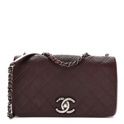 Chanel Calfskin Diamond Embossed New Chic Flap Burgundy 1 of 10