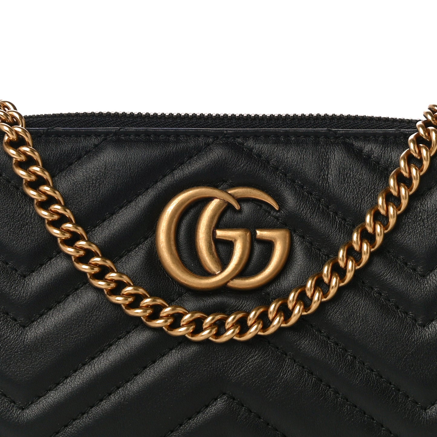 Calfskin Matelasse Mini GG Marmont Chain Bag Black