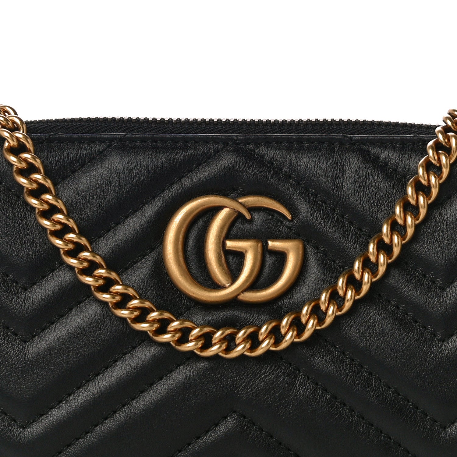 Gucci Calfskin Matelasse Mini GG Marmont Chain Bag Black 6 of 9