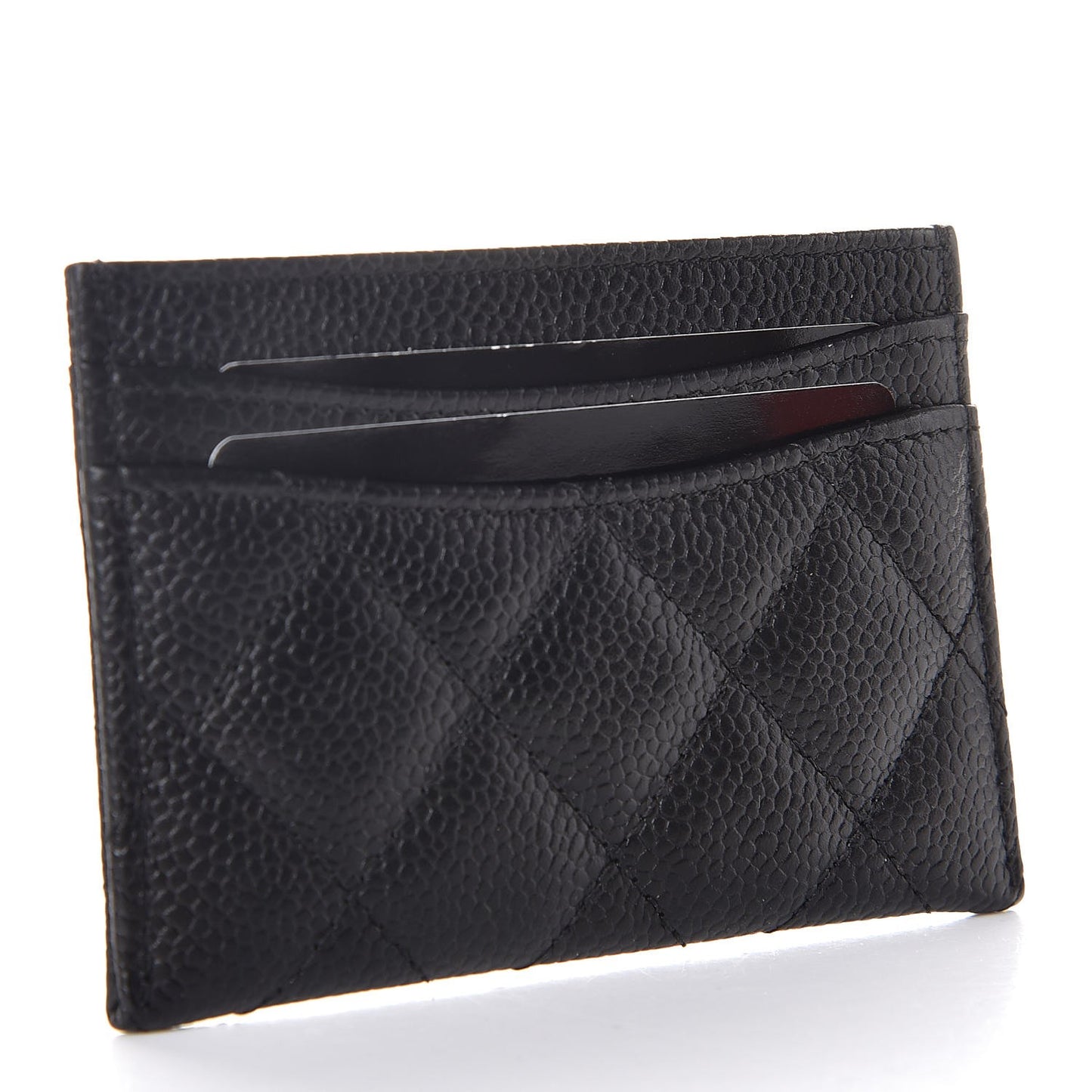 Caviar Quilted Card Holder Black