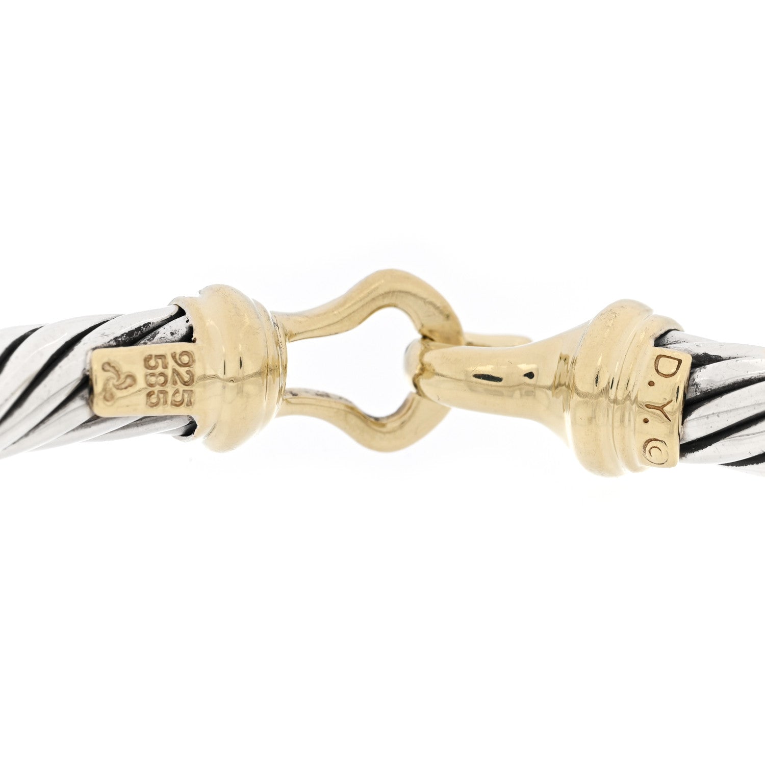 David Yurman Sterling Silver 14K Yellow Gold 7mm Cable Classic Buckle Bracelet 3 of 3