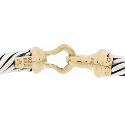 David Yurman Sterling Silver 14K Yellow Gold 7mm Cable Classic Buckle Bracelet 3 of 3