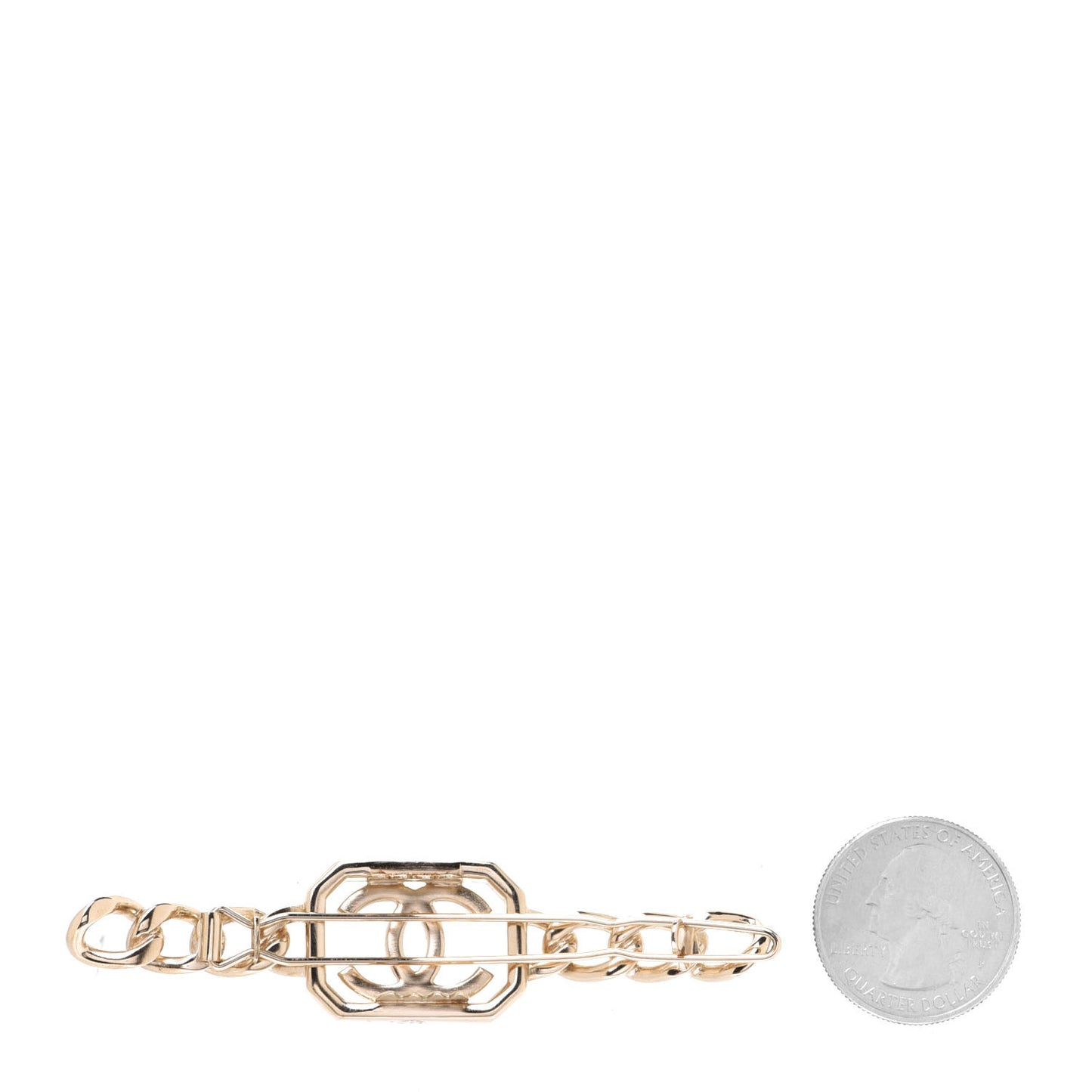 Crystal Chain CC Vendome Hair Clip Barrette Gold
