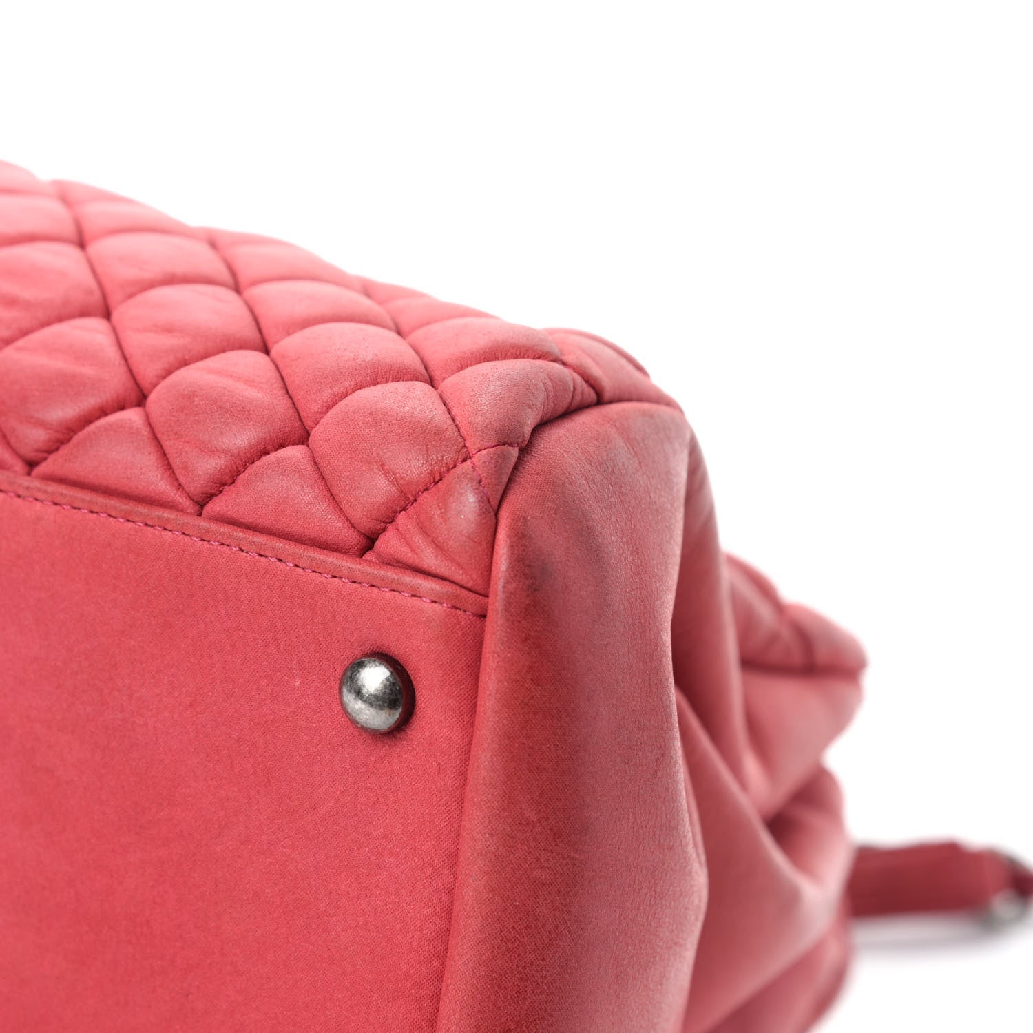 Chanel Iridescent Calfskin Quilted Large Just Mademoiselle Bowling Red 9 of 16