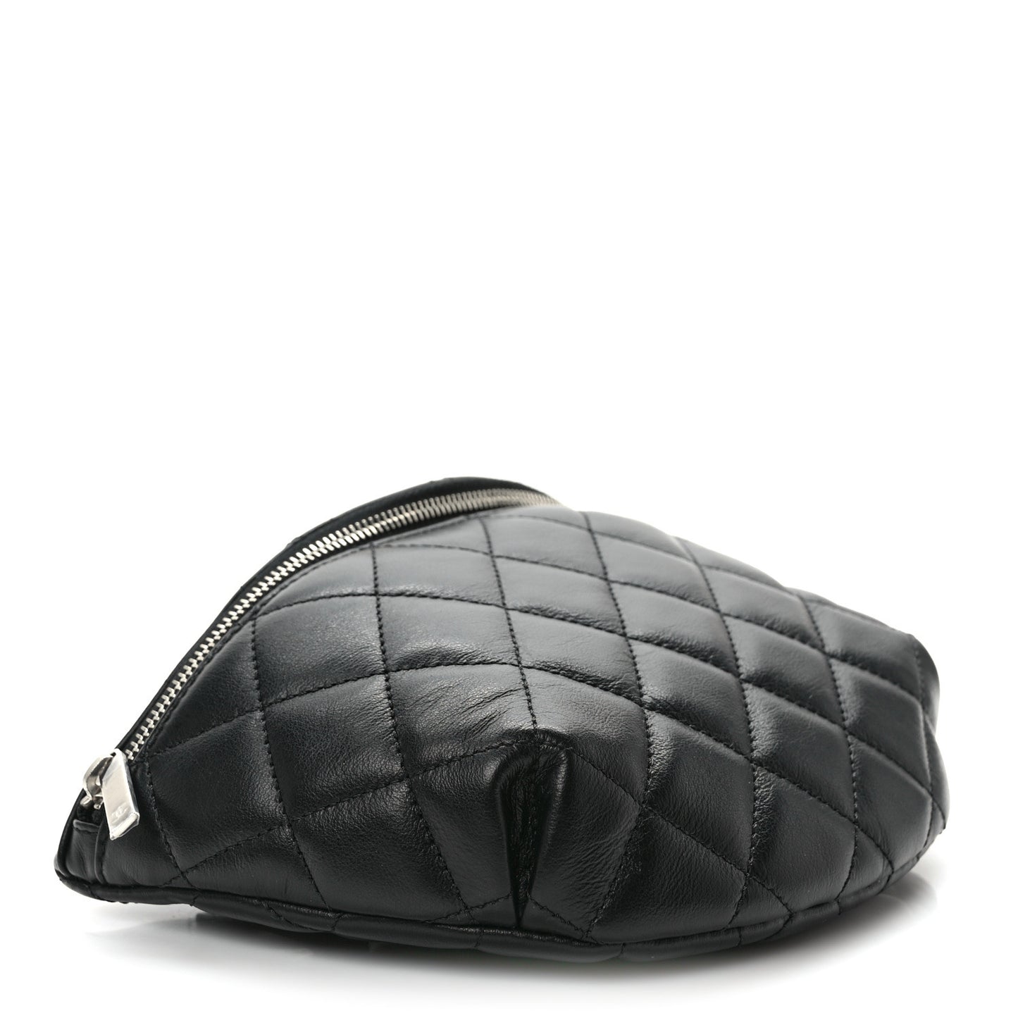 Lambskin Quilted Waist Belt Bag Black
