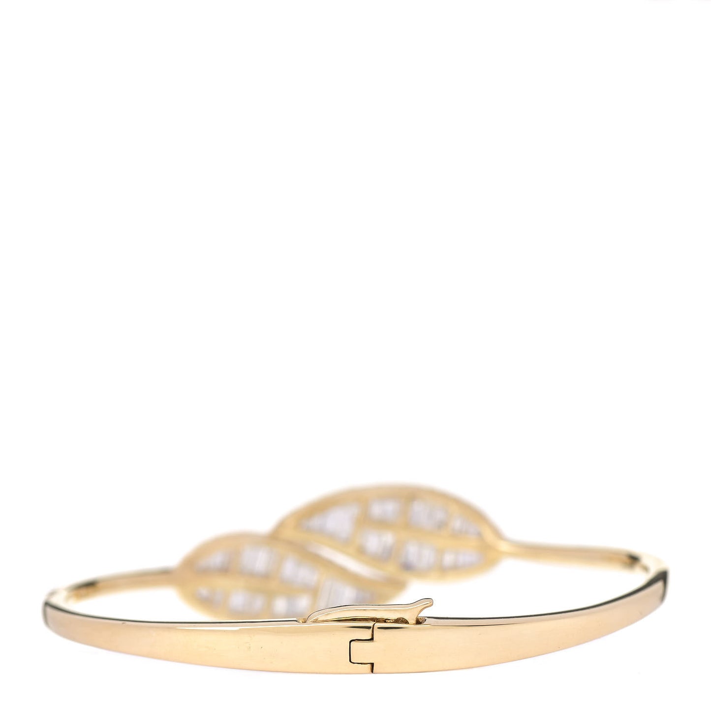 18K Yellow Gold Diamond Leaf Bangle Bracelet