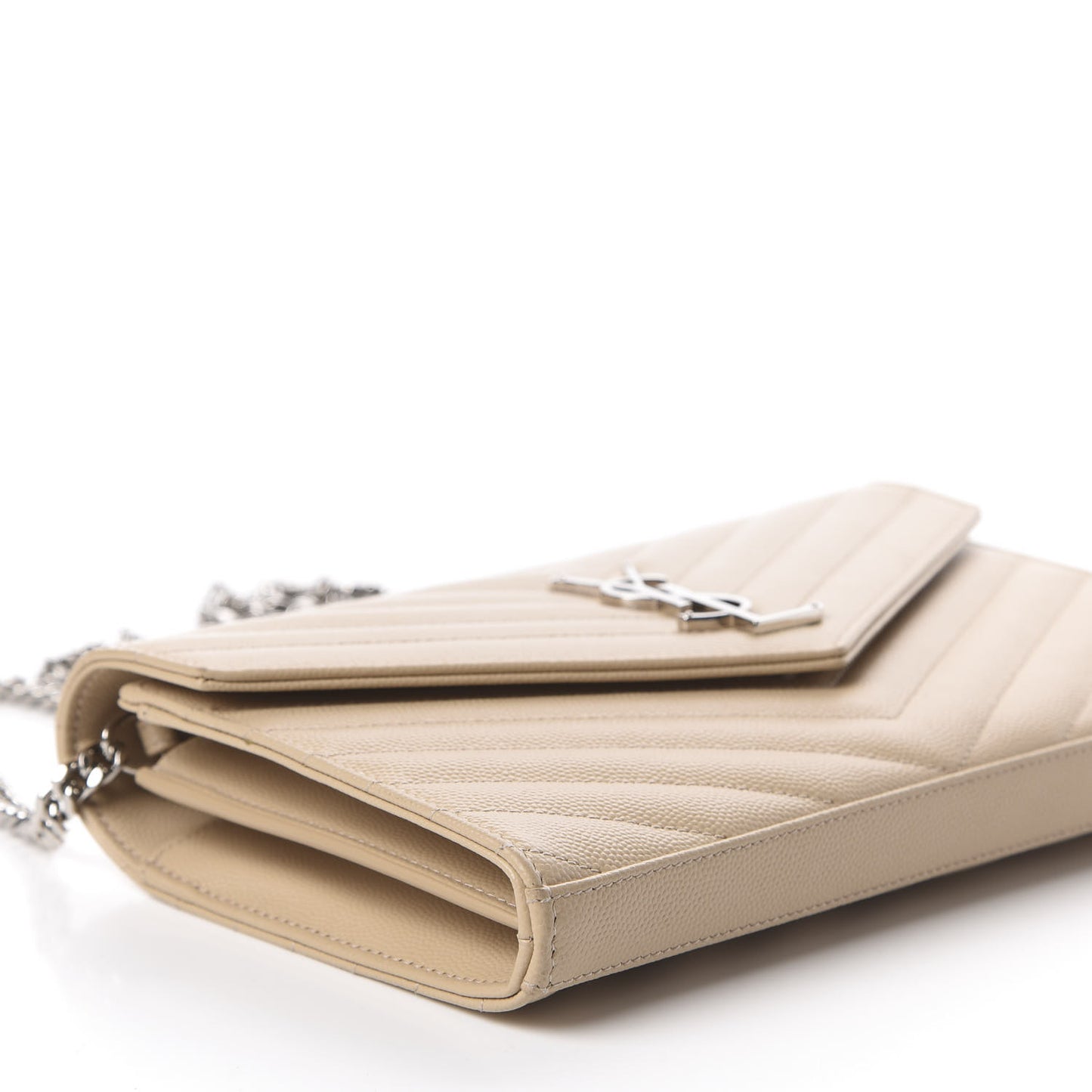 Grain De Poudre Matelasse Chevron Monogram Chain Wallet Nude Powder