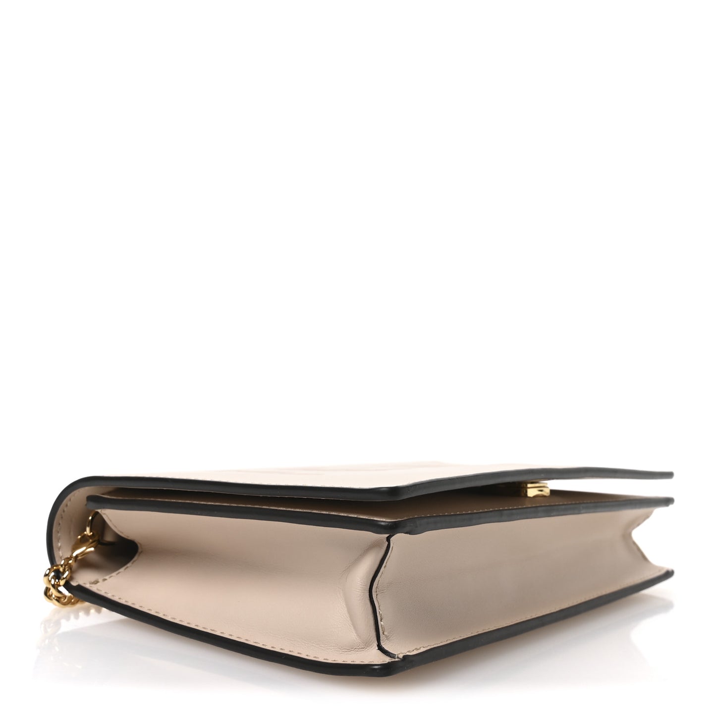 Vitello King Tamponato Logo Embossed Medium Wallet On Chain Poudre