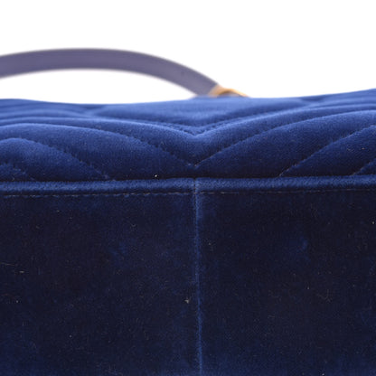 Gucci Velvet Matelasse Small GG Marmont Shoulder Bag Cobalt Blue 13 of 20