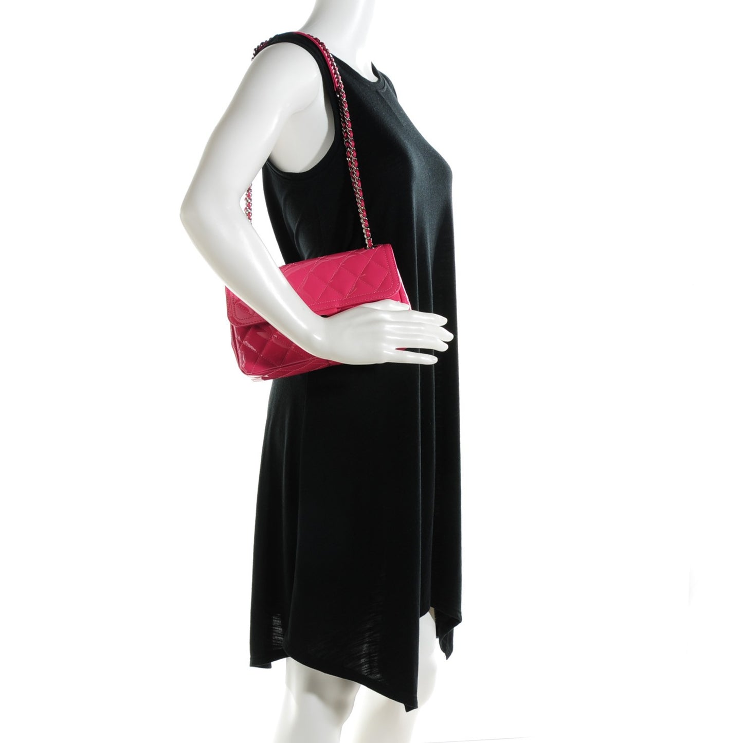 Patent Quilted Small Coco Shine Flap Pink