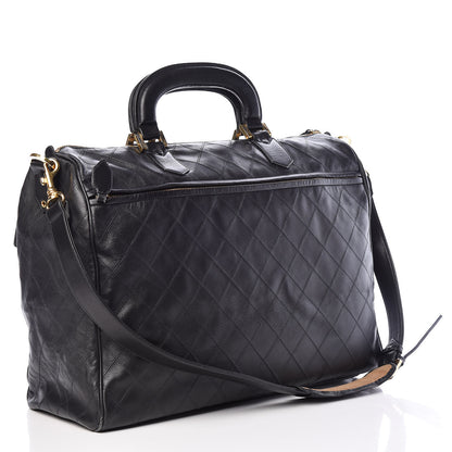 Chanel Calfskin Diamond Stitched Duffle Bag Black 3 of 23