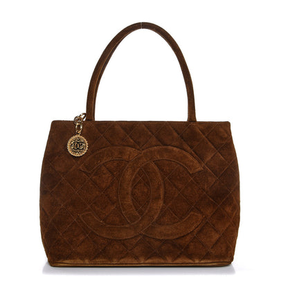 Chanel Suede Quilted Medallion Tote Brown 1 of 8
