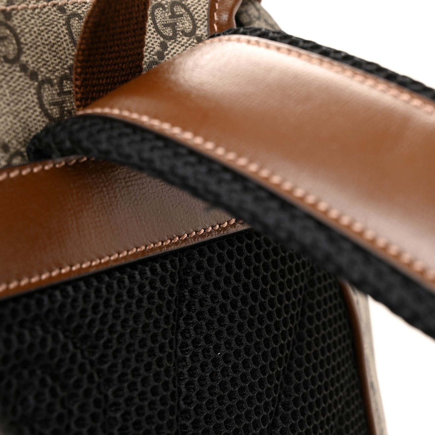 GG Supreme Monogram Azalea Calfskin Medium Retro Interlocking G Buckle Backpack Beige Ebony Brown Sugar
