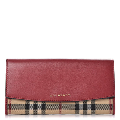 Burberry Calfskin House Check Continental Wallet Red 1 of 9