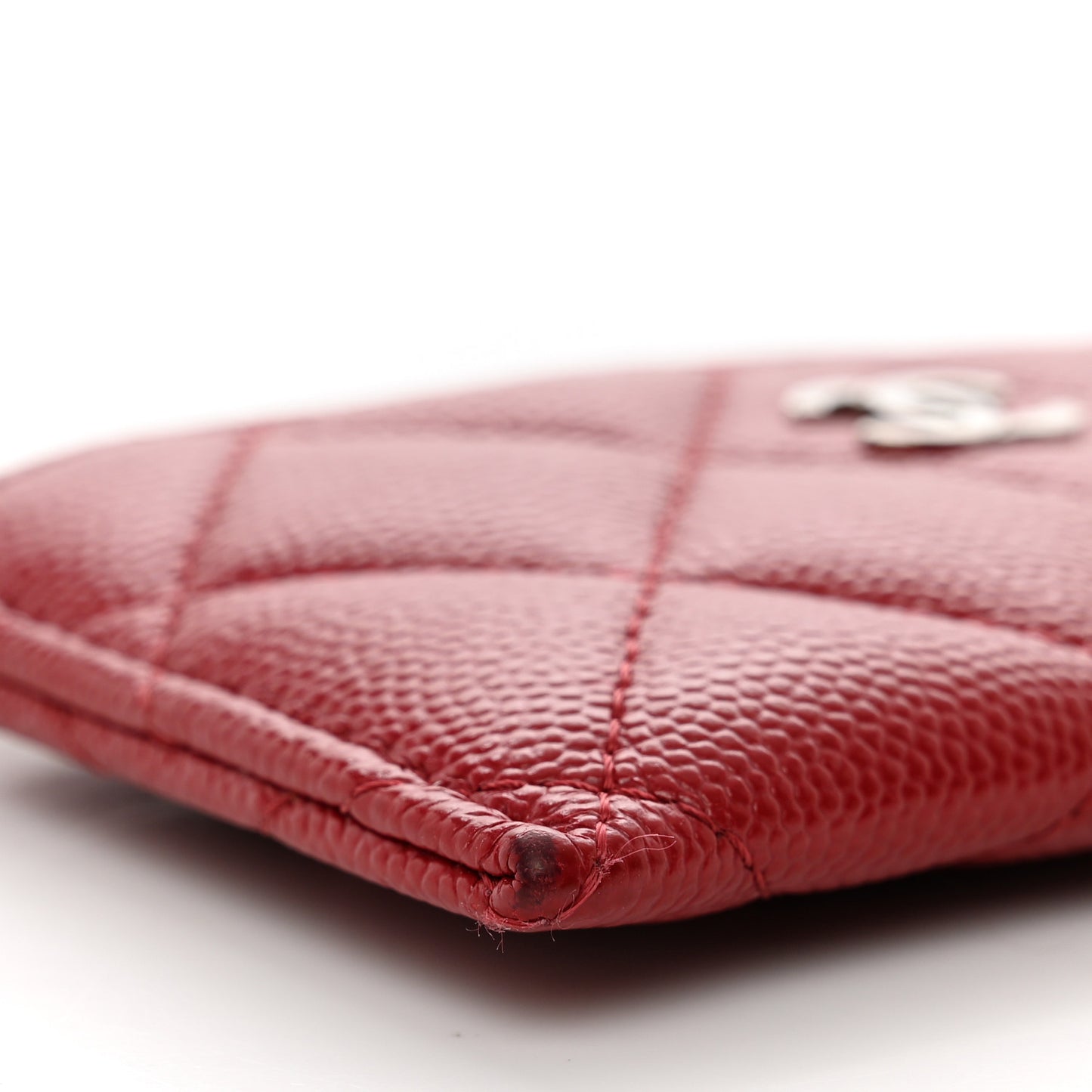 Caviar Quilted Card Holder Red