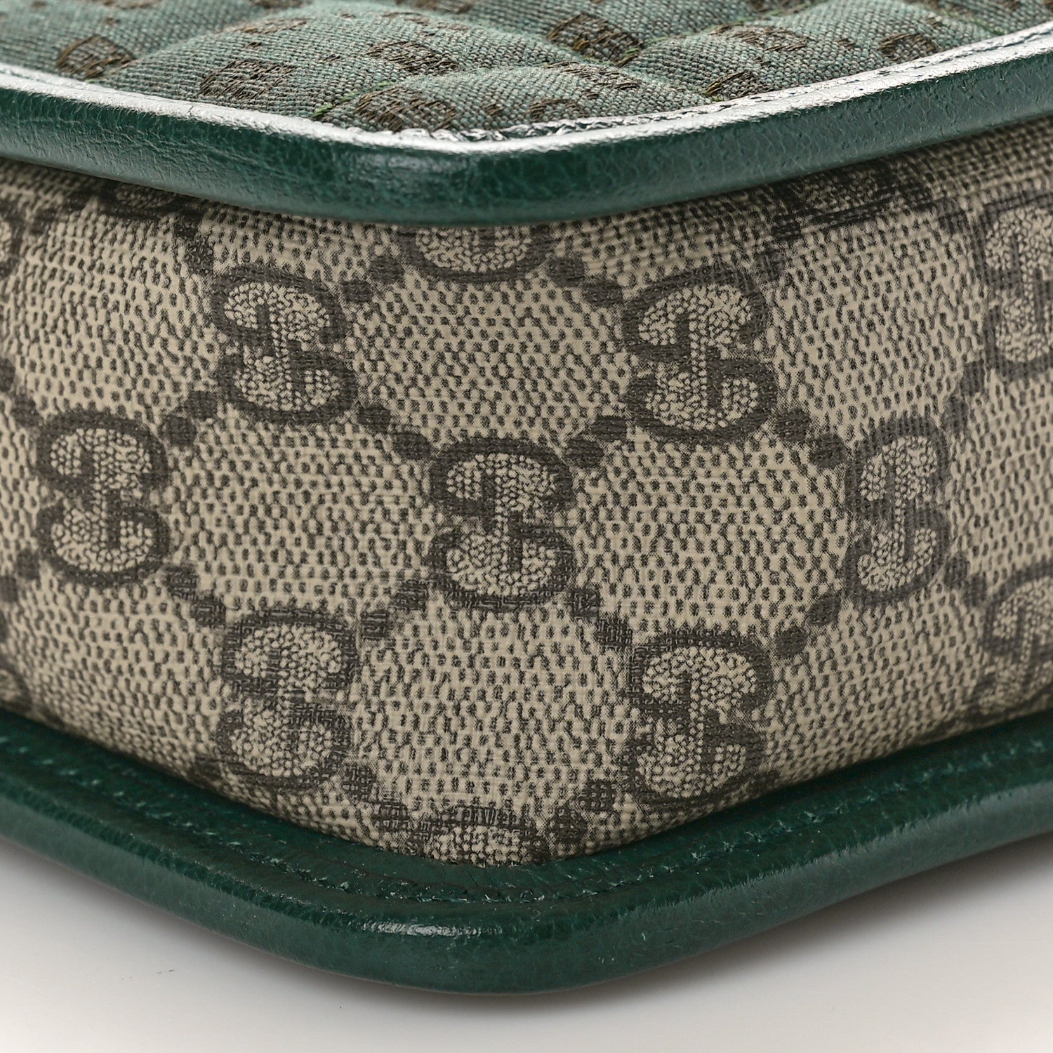 Gucci Monogram GG Mignon Textured Dollar Calfskin GG Supreme Monogram Quilted Mini GG Shoulder Bag Green Beige Ebony 10 of 10