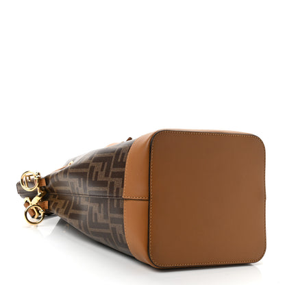 Fendi Glazed Fabric Vitello Grace F is Fendi FF 1974 Stamp Patch Grande Mon Tresor Bucket Bag Mogano Panna Nocciola 4 of 10