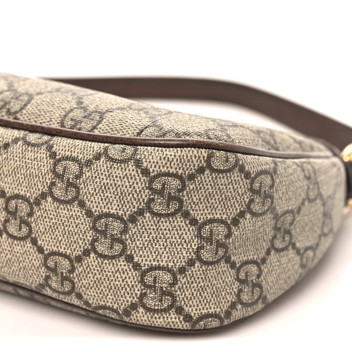 GG Supreme Monogram Textured Dollar Calfskin Small Ophidia Hobo Beige Ebony New Acero
