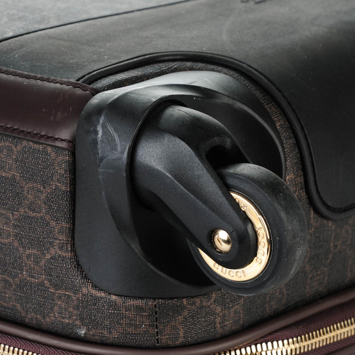 GG Supreme Monogram Four Wheel Carry On Suitcase Dark Brown