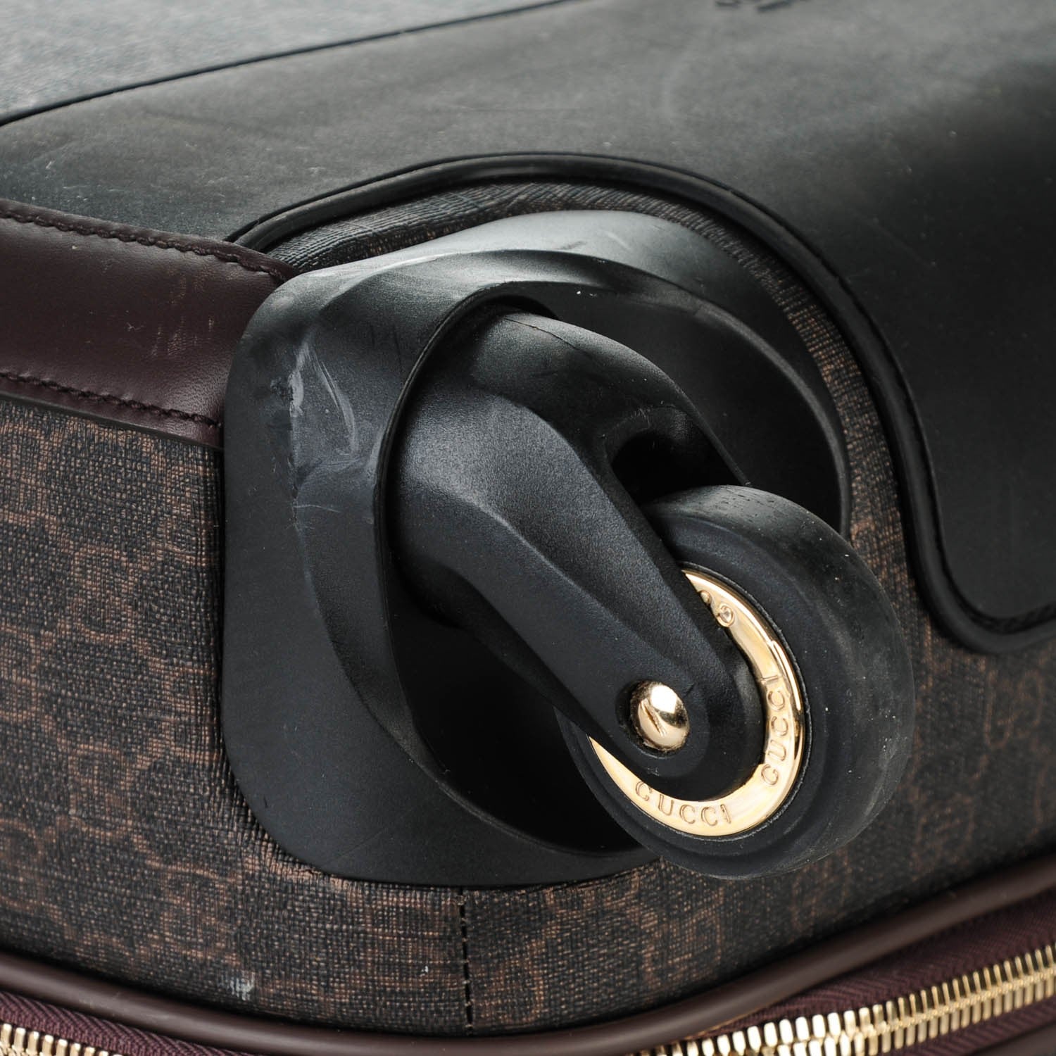 Gucci GG Supreme Monogram Four Wheel Carry On Suitcase Dark Brown 13 of 14