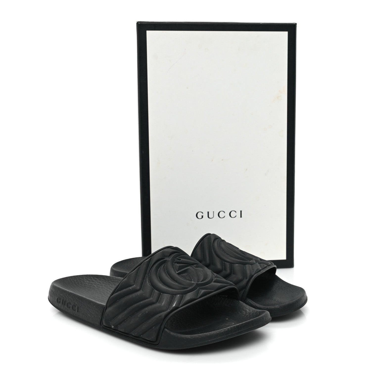 Gucci Rubber Matelasse Womens Slide Sandals 39 Black 9 of 9