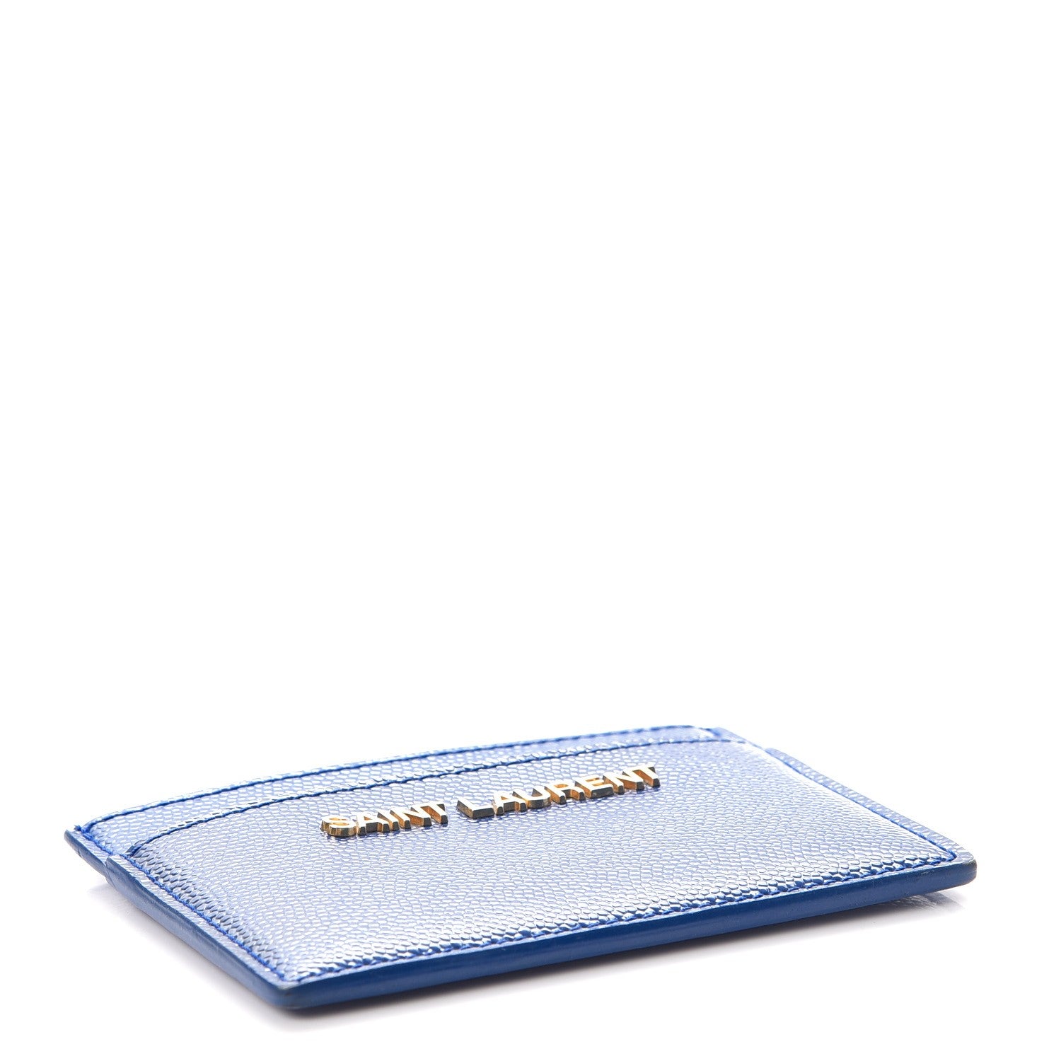 Saint Laurent Grain De Poudre Classic Letters Credit Card Case Blue Majorelle 4 of 9