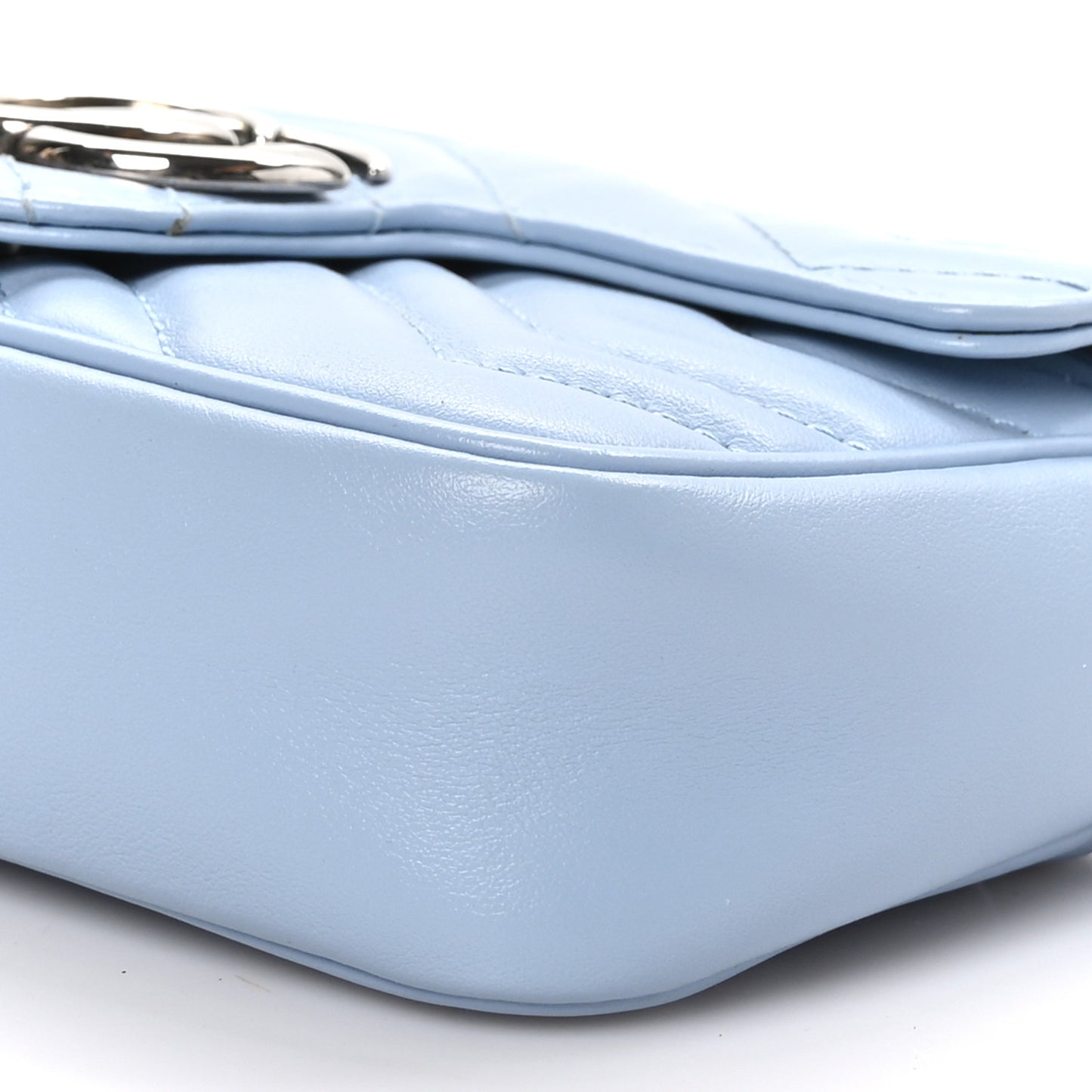 Calfskin Matelasse Super Mini GG Marmont Shoulder Bag Porcelain Light Blue