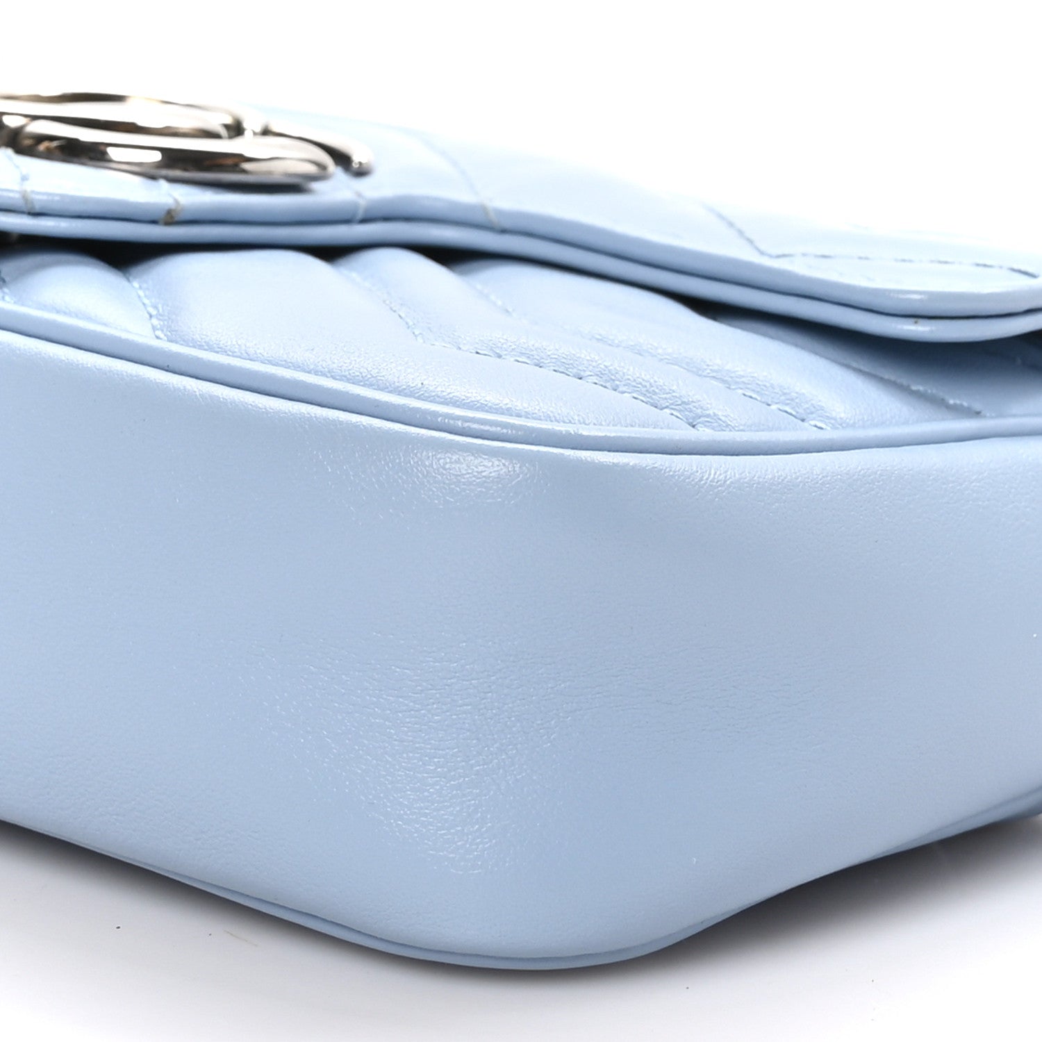 Gucci Calfskin Matelasse Super Mini GG Marmont Shoulder Bag Porcelain Light Blue 10 of 10