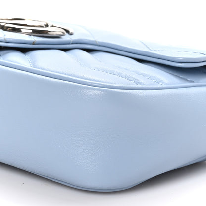 Gucci Calfskin Matelasse Super Mini GG Marmont Shoulder Bag Porcelain Light Blue 10 of 10