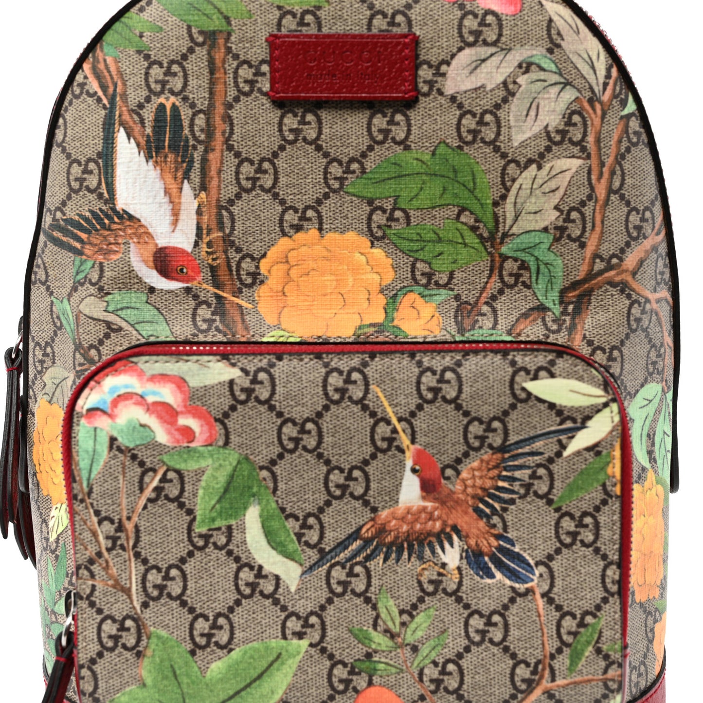 GG Supreme Monogram Tian Web Small Day Backpack Beige Multicolor Red