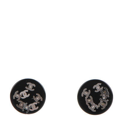 Chanel Resin CC Earrings Black Silver 1 of 4