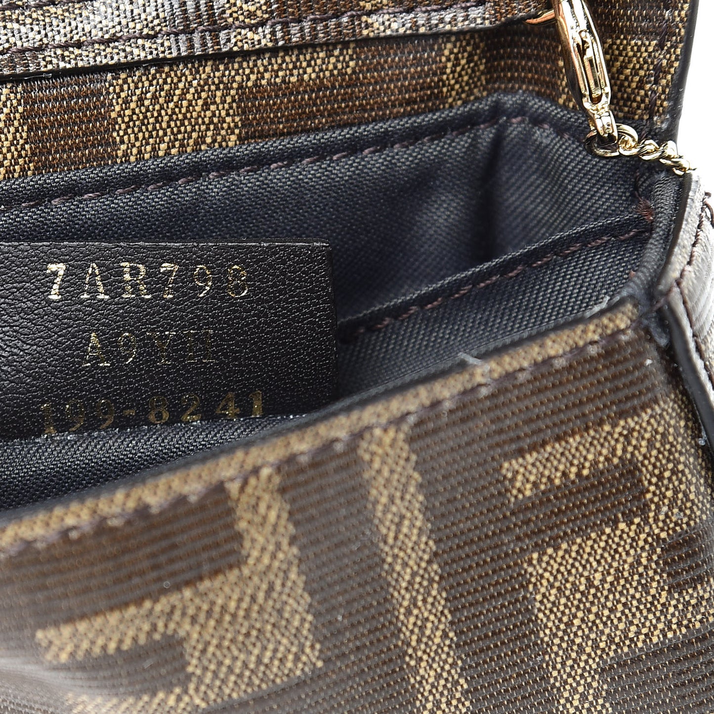 Glazed Fabric FF 1974 Nano Baguette Belt Charm Mogano Panna